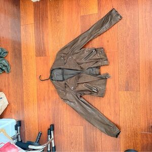 Vince Men's Brown Leather Biker Jacket